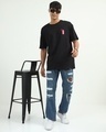 Shop Men's Black Culture Jam Puff Printed Oversized T-Shirt