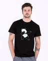 Shop Men's Black Dabbing Panda Graphic Printed T-shirt-Front