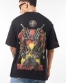 Shop Men's Black Deadpool Duo Graphic Printed Oversized T-shirt-Front