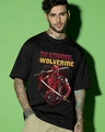 Shop Men's Black Deadpool Graphic Printed Oversized T-shirt-Front