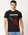 Shop Men's Black Deadpool Sword Graphic Printed T-shirt-Front