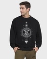 Shop Men's Black Death Mark Graphic Printed Oversized Sweatshirt-Front