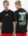 Shop Men's Black Dino Graphic Printed Oversized T-shirt-Front