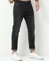 Shop Men's Black Distressed Slim Fit Jeans-Design
