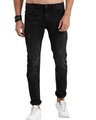 Shop Men's Black Distressed Skinny Fit Jeans-Front