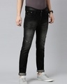 Shop Men's Black Distressed Slim Fit Jeans-Design