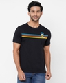 Shop Men's Black Donald Duck Retro Stripes Disney Official Cotton T-shirt-Front