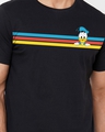 Shop Men's Black Donald Duck Retro Stripes Disney Official Cotton T-shirt