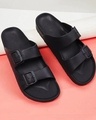 Shop Men's Black Double Buckle Sliders-Front