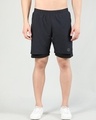 Shop Men's Grey Double Layered Sports Shorts-Front