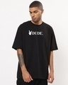 Shop Men's Black Dude Typography Oversized T-shirt-Front