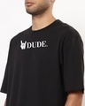 Shop Men's Black Dude Typography Oversized T-shirt-Full