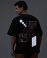 Shop Men's Black Eclectic Cosmic Reflective Printed Oversized T-shirt