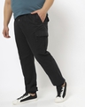 Shop Men's Black Elastic waistband Cargo Pants-Front