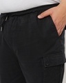 Shop Men's Black Elastic waistband Cargo Pants