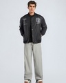 Shop Men's Black Error Typography Oversized Bomber Jacket-Full