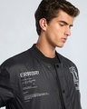 Shop Men's Black Error Typography Oversized Bomber Jacket