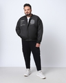 Shop Men's Black Error Typography Plus Size Oversized Bomber Jacket-Full