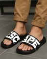Shop Men's Black Escape Silicon Pool Sliders-Front