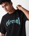 Shop Men's Black Eternal Graphic Printed Oversized T-shirt