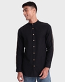 Shop Men's Black Ethnic Tape Relaxed Fit Shirt-Front