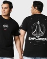 Shop Men's Black Explorer NASA Graphic Printed Oversized Plus Size T-shirt-Front