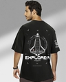 Shop Men's Black Explorer NASA Graphic Printed Oversized T-shirt-Front