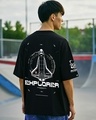 Shop Men's Black Explorer NASA Graphic Printed Oversized T-shirt-Front