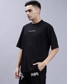 Shop Men's Black Faith in Techno Reflective Printed Oversized T-shirt-Full