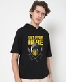 Shop Men's Black Fatality Graphic Printed Oversized Hoodie T-shirt-Front