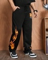 Shop Men's Black Fire Printed Relaxed Fit Track Pants-Design