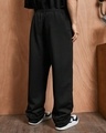 Shop Men's Black Fire Printed Relaxed Fit Track Pants-Full