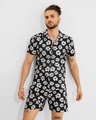 Shop Men's Black Floral Printed Cotton Co-Ord Set-Full