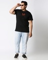 Shop Men's Black Flower Nahi Fire Hai Mai Back Printed Plus Size T-shirt-Full