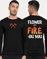 Shop Men's Black Flower Nahi Fire Hai Mai Typography T-shirt-Front