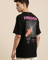 Shop Men's Black Freedom Graphic Printed Oversized T-shirt-Front