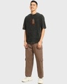 Shop Men's Black Freedom Sounds Graphic Printed Oversized Acid Wash T-shirt