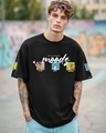 Shop Men's Black Friends & Feelings T&J Graphic Printed Oversized T-shirt-Front