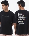 Shop Men's Black Friends Reunion Typography Oversized T-shirt-Front