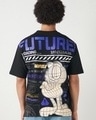 Shop Men's Black Future Graphic Printed Oversized T-shirt-Front