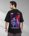 Shop Men's Black Galactic Spectrum Graphic Printed Oversized T-shirt-Front
