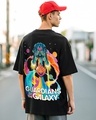 Shop Men's Black Galaxy Ship Graphic Printed Oversized T-shirt-Front