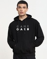 Shop Men's Black Game Over Typography Oversized Hoodie-Front