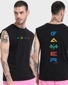 Shop Men's Black Gamer Respawn Typography Super Loose Fit Vest-Front