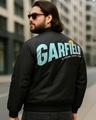 Shop Men's Black Garfield All Around Graphic Printed Oversized Plus Size Jacket-Front