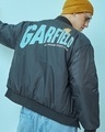 Shop Men's Black Garfield All Around Typography Oversized Puffer Jacket-Front