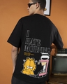 Shop Men's Black Garfield Hates Mornings Graphic Printed Oversized T-shirt-Front