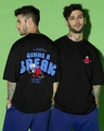 Shop Men's Black Gimme a Break Graphic Printed Oversized Plus Size T-shirt-Front