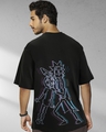 Shop Men's Black Glitch R&M Graphic Printed Oversized T-shirt-Front