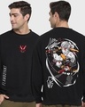 Shop Men's Black God Of Festivals Graphic Printed Oversized Sweatshirt-Front